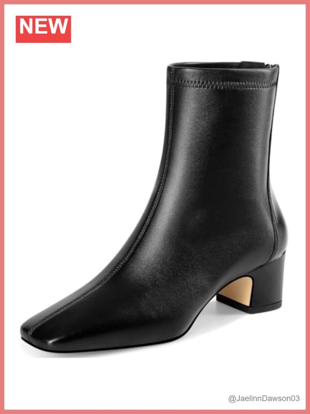 Women's Stretch Ankle Boots, Low Heel Square Toe Booties with Back Zip